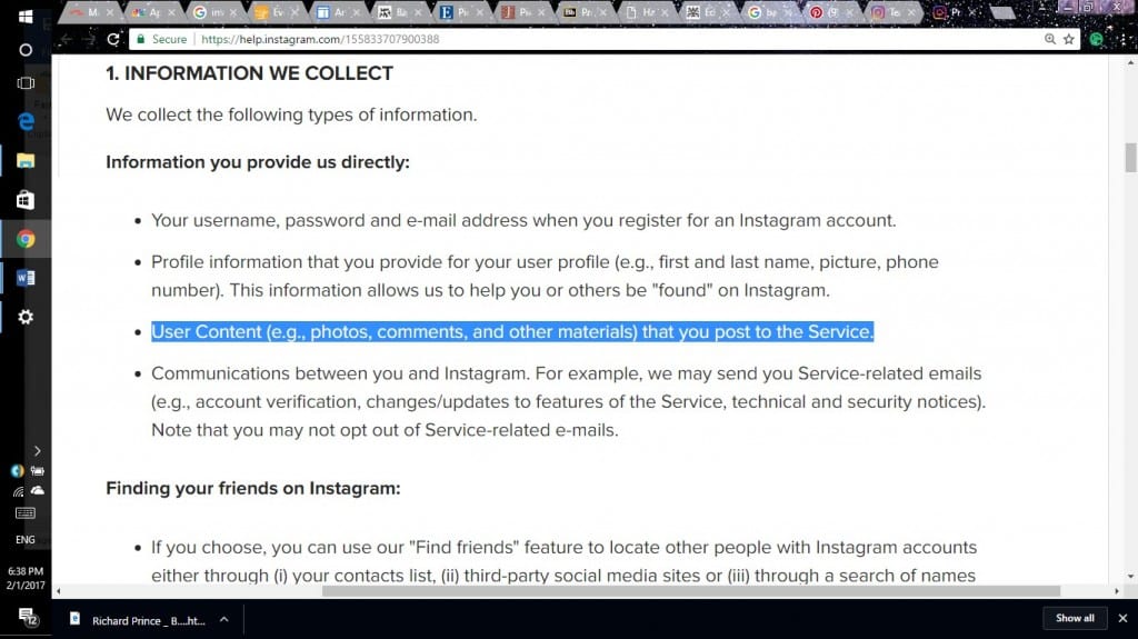 "User Content (e.g., photos, comments, and other materials) that you post to the Service." (Instagram, 2013)
